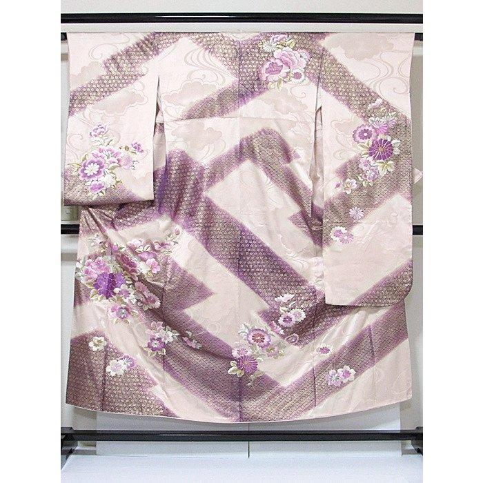 レディース 振袖 正絹 綸子 総刺繍 小紋箔 松皮取 151cm 豪華