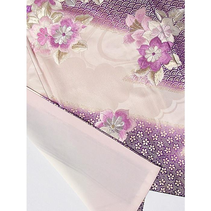 美品振袖正絹綸子薄ピンク