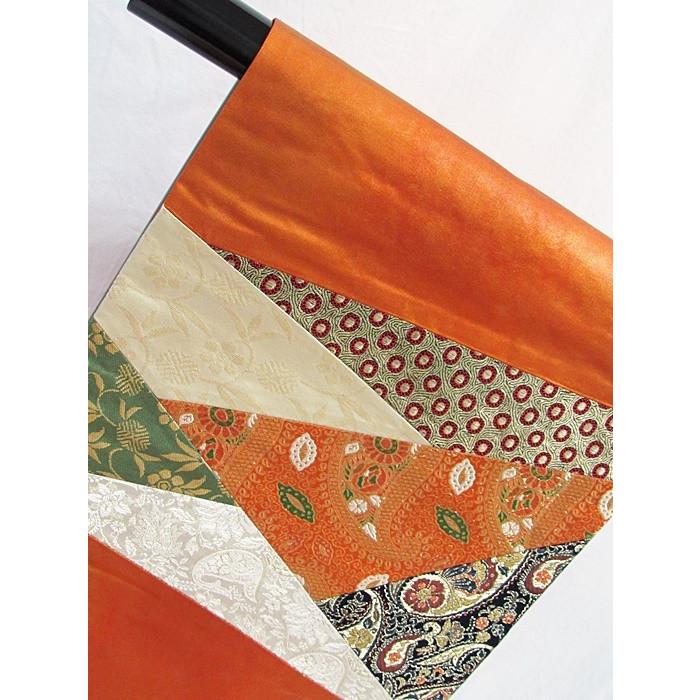 錦織 九寸名古屋帯】金通し 切嵌め（きりばめ）技法 ☆朱赤【美品 