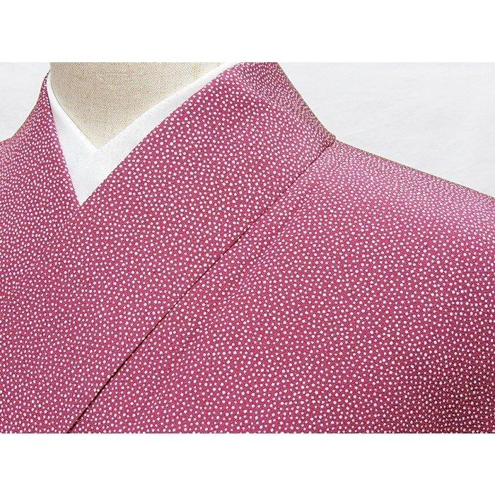 未使用 仕付け】【小紋】袷着物 綸子／あられ小紋／パープリッシュ  