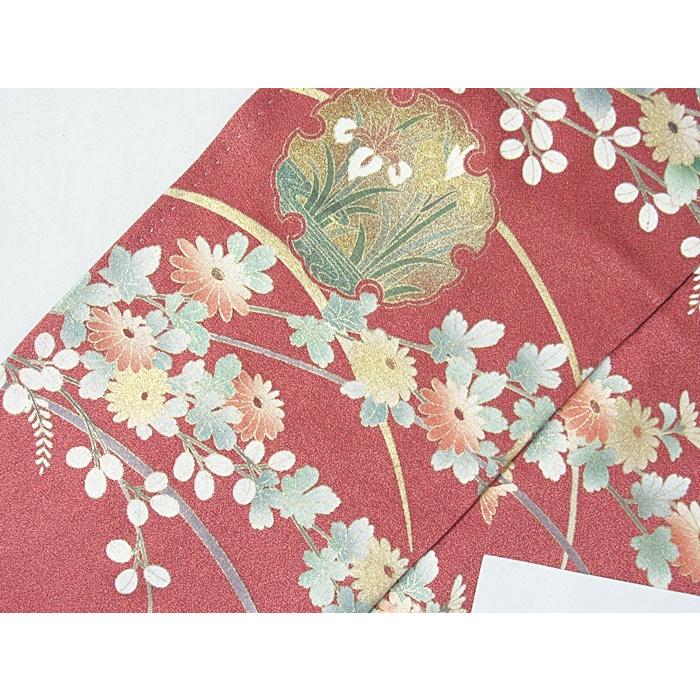 訪問着 袷 刺繍 雪輪に牡丹 四季花 155cm前後ベスト【美品】 : kimono 