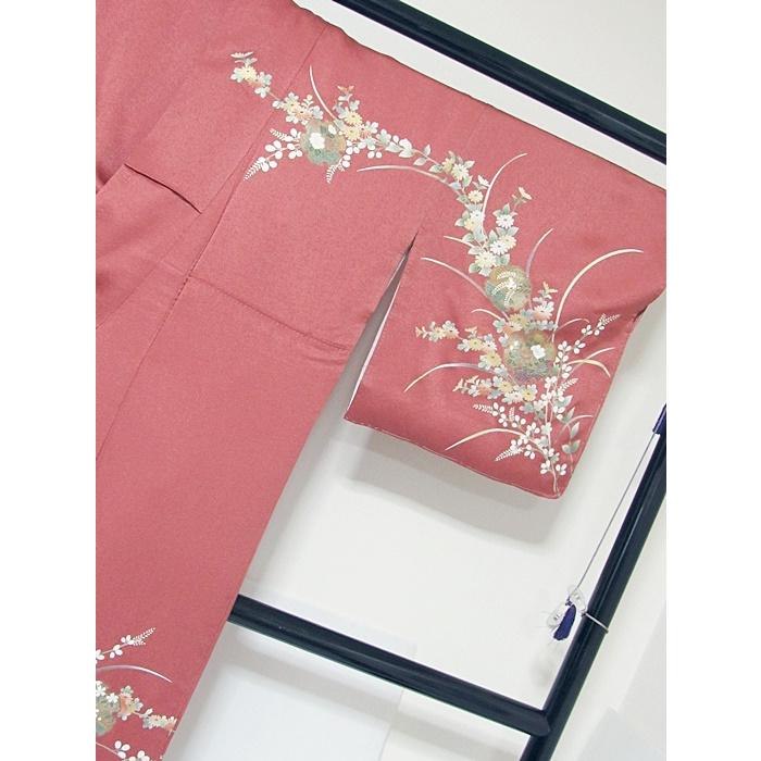 訪問着 袷 刺繍 雪輪に牡丹 四季花 155cm前後ベスト【美品】 : kimono 