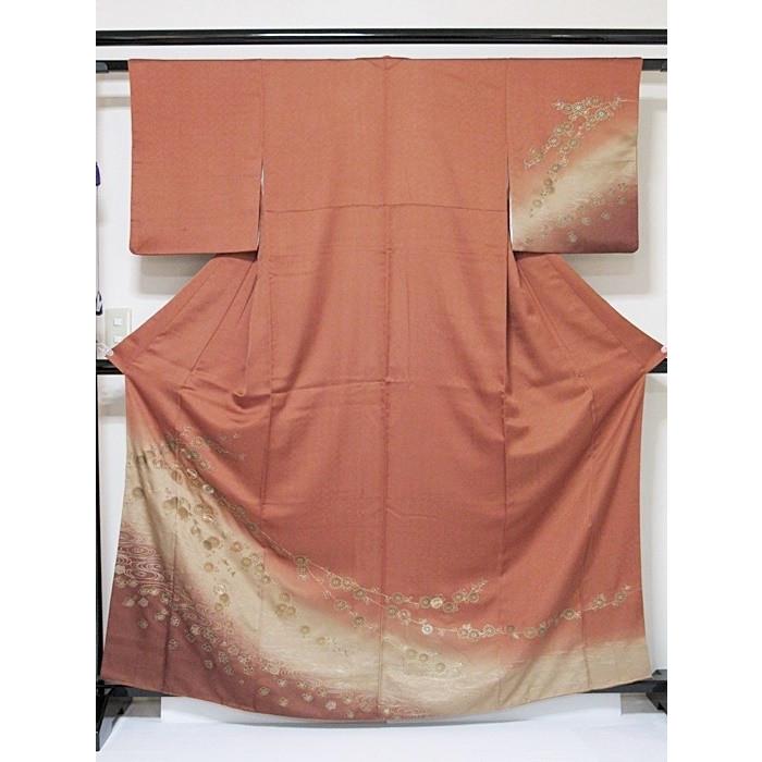 附下げ 袷 刺繍 観世水 枝垂れ菊 梅 164cm前後ベスト 美品 : kimono 