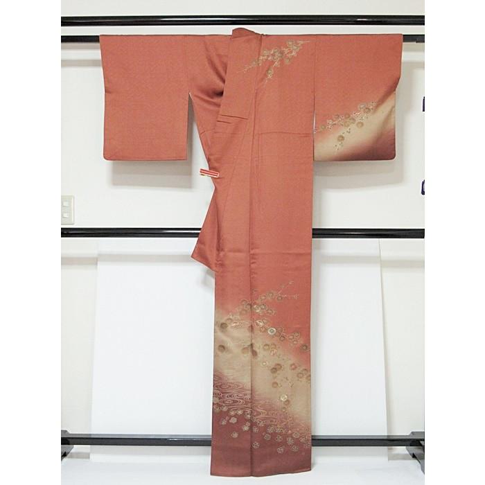 附下げ 袷 刺繍 観世水 枝垂れ菊 梅 164cm前後ベスト 美品 : kimono 