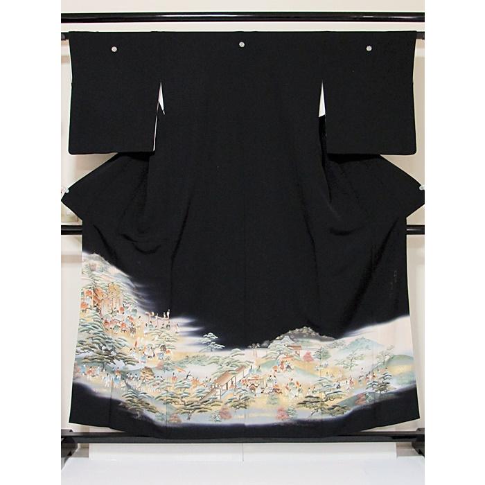 黒留袖 一越 比翼 刺繍 朝覲行幸絵図 156cm前後ベスト 美品 : kimono 