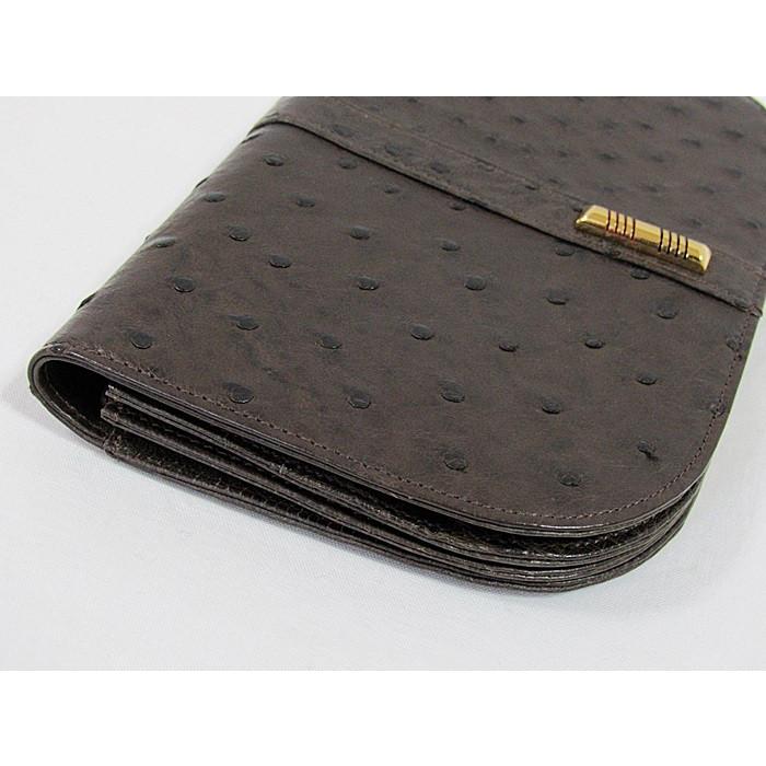 dial hook】オーストリッチ 財布 カード入れ／長財布☆茶 : kimono