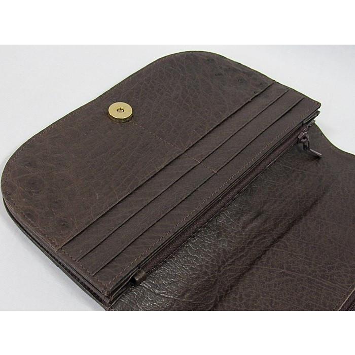 H金具 オーストリッチ クロコダイルのコンビ 二つ折り長財布 H金具