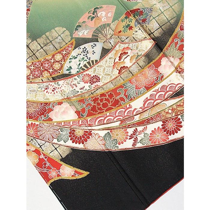 振袖 未使用 仕付け 正絹 一越 共八掛 幾久重袖 束ね熨斗 160cm前後の 