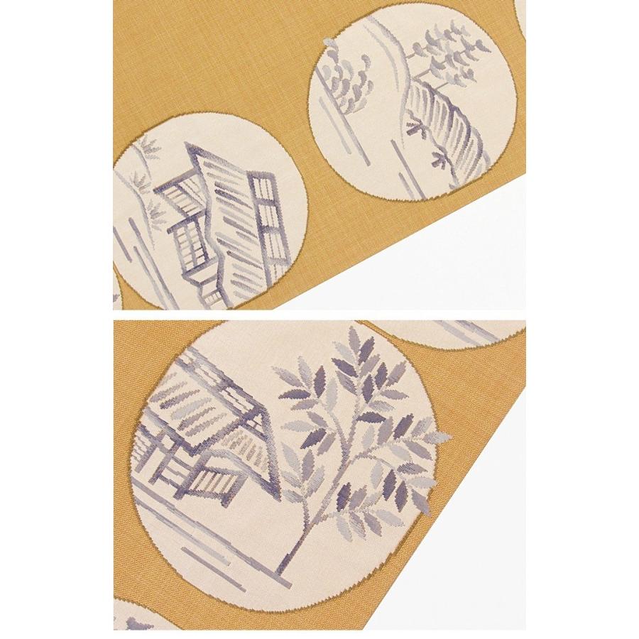 未使用】織袋帯 円窓からの風景／ライトブラウン【超美品】お薦めです 