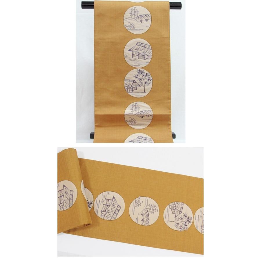 未使用】織袋帯 円窓からの風景／ライトブラウン【超美品】お薦めです 