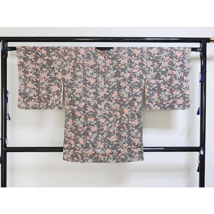 【道行コート】【小紋】大唐花文様★グレーイッシュパープル/フレッシュピンク【美品】｜kimono-maruichi