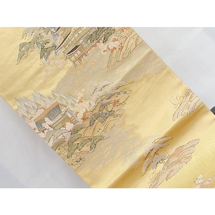 錦 袋帯】衣笠鹿苑寺 金閣／別腹（柄が上向き）☆ゴールド【美品 