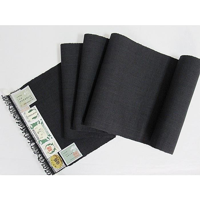 ○クーポン対象外 特選 新品 本場結城紬 織八寸名古屋帯 無地 墨色