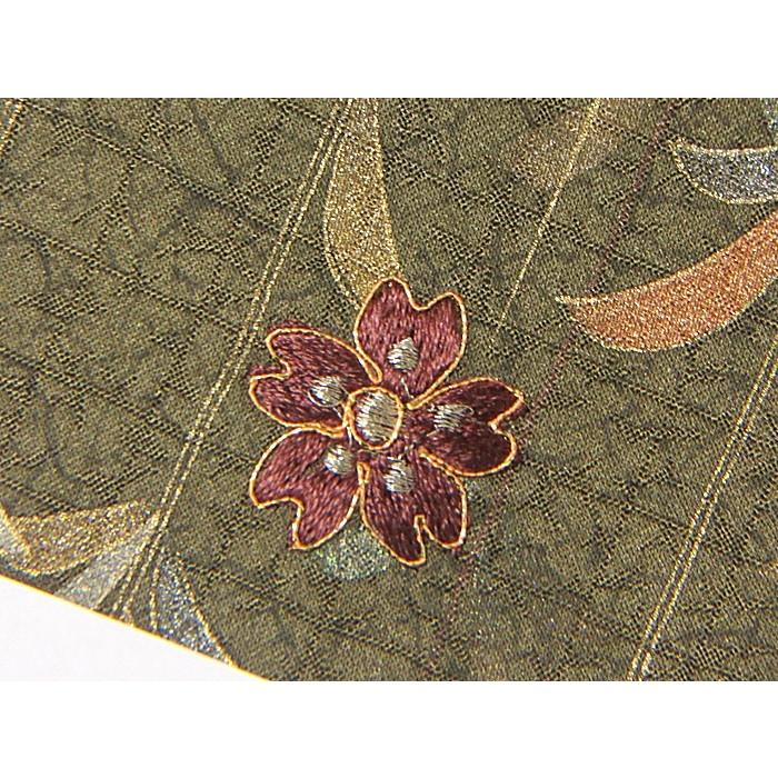 附下げ 袷 綸子 枝垂れ桜 刺繍 162cm前後 - 訪問着・付け下げ