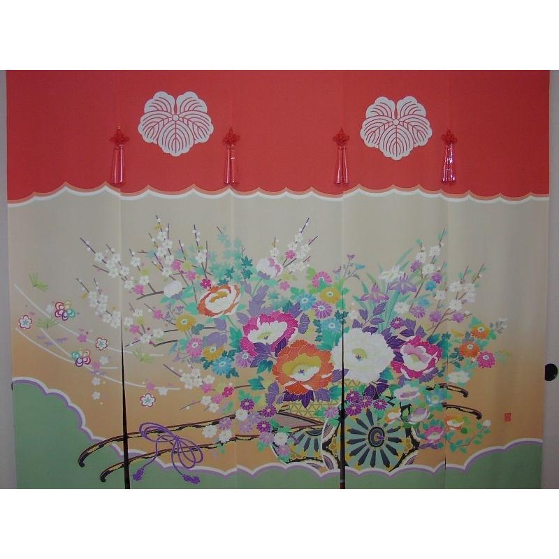 加賀友禅 花嫁のれん 花嫁暖簾 花車3 本染め 花嫁のれん号 加賀友禅 花嫁のれん 花嫁暖簾 花車3 本染め 花嫁のれん号
