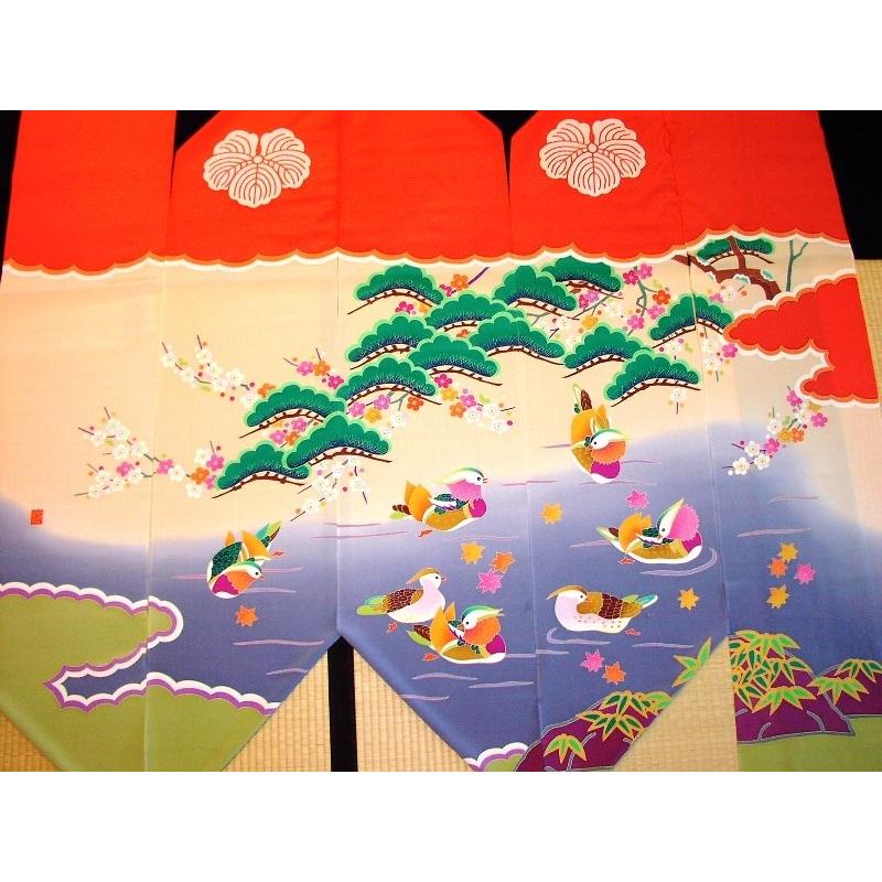 加賀友禅 花嫁のれん 花嫁暖簾 七羽おしどり 本染め 花嫁のれん号