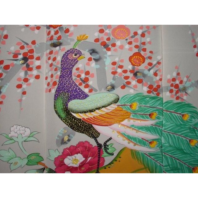 加賀友禅　花嫁のれん　花嫁暖簾　孔雀　手描き　花嫁のれん号　花嫁のれん館　婚礼家具　婚礼道具｜kimono-morizen｜03