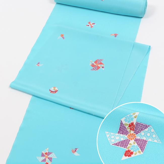 【未使用】ブルー　正絹　小紋　丹後ちりめん　七五三　反物　着尺　四つ身 未使用】ブルー 正絹 小紋 丹後ちりめん 七五三 反物 着尺 四つ身