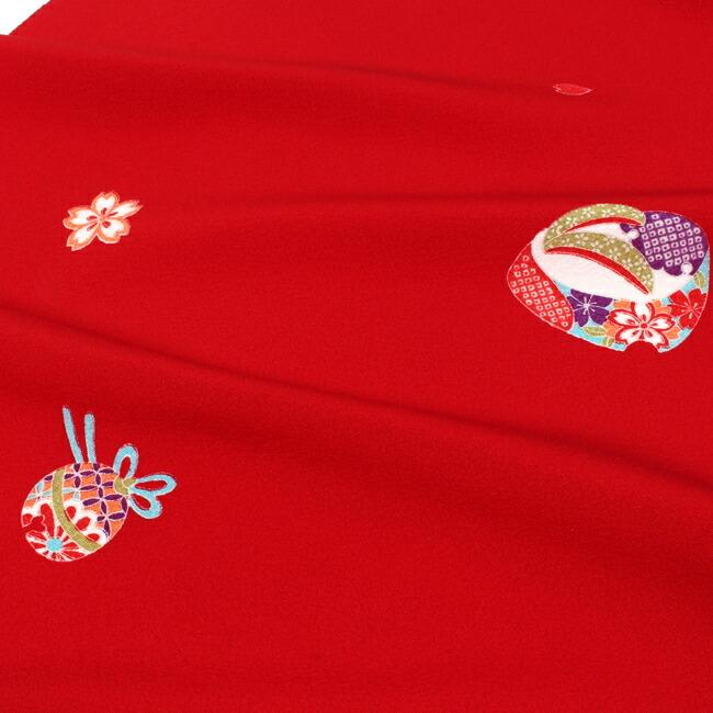 小紋 七五三 十三詣 手描 全体柄 茜色 正絹 反物 小紋 七五三 十三詣 手描 全体柄 茜色 正絹 反物