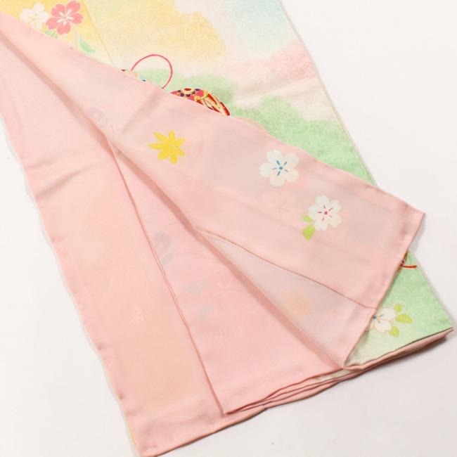 こまです❣️【時流】O187◆七五三7才女の子着物 長襦袢◆刺繍 手描き友禅 七五三 正絹四つ身着物 絞り 刺繍 長襦袢セット 7歳用 七五三