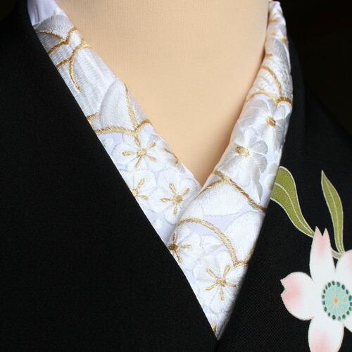 刺繍半襟 振袖 白 白×金 橘梅菊文 半衿 訪問着用 婚礼衣装用 刺繍半襟 振袖 白 白×金 橘梅菊文 半衿 訪問着用 婚礼衣装用