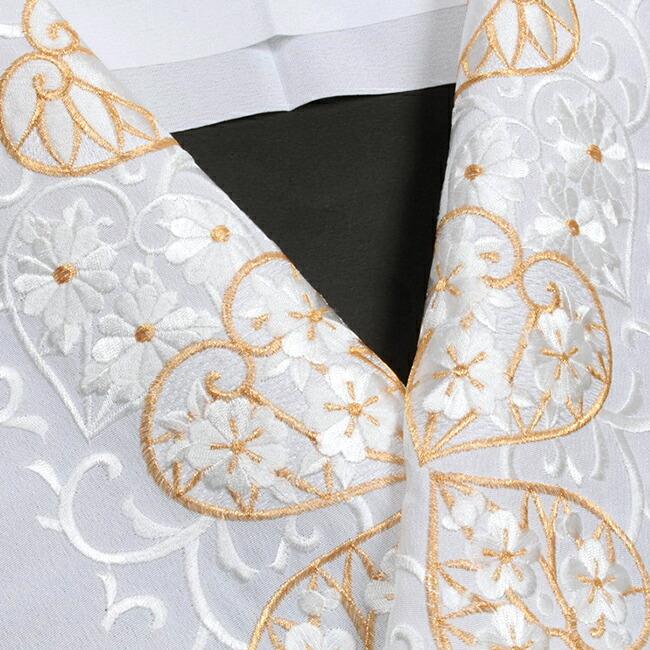 きもの 和 半衿 刺繍 振袖用 成人式 半衿 白 白 金 葵唐草文 卒業式 