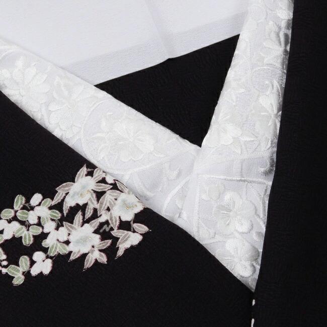刺繍半襟 振袖用 白地 白刺繍 葵唐草文 成人式 卒業式 半衿 訪問 