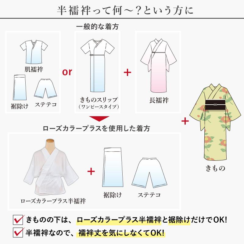 きもの 和 襦袢 夏 単衣 袷 洗える 半襦袢 衿秀 ローズカラー