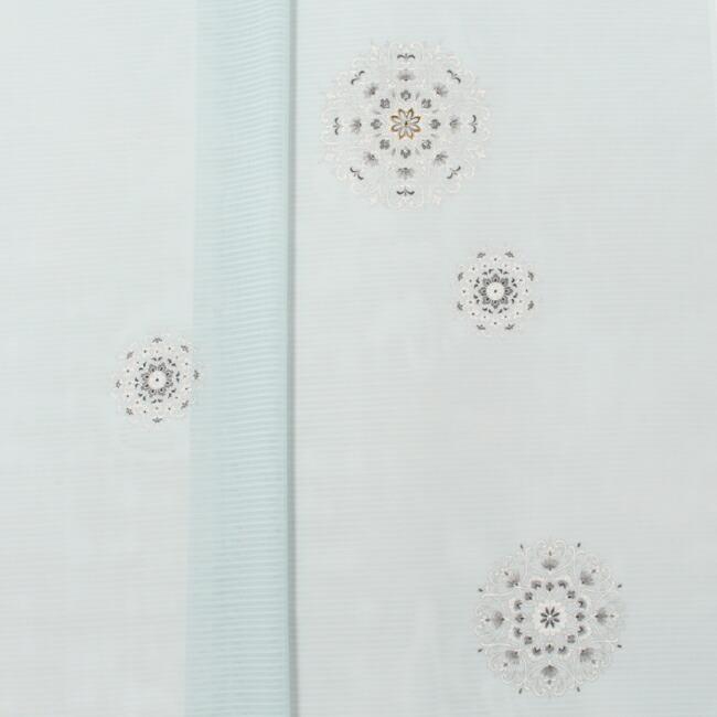 きもの 和 付下げ 夏用 特選手加工 駒絽 反物 着尺ダイヤ文 水色 薄黄  