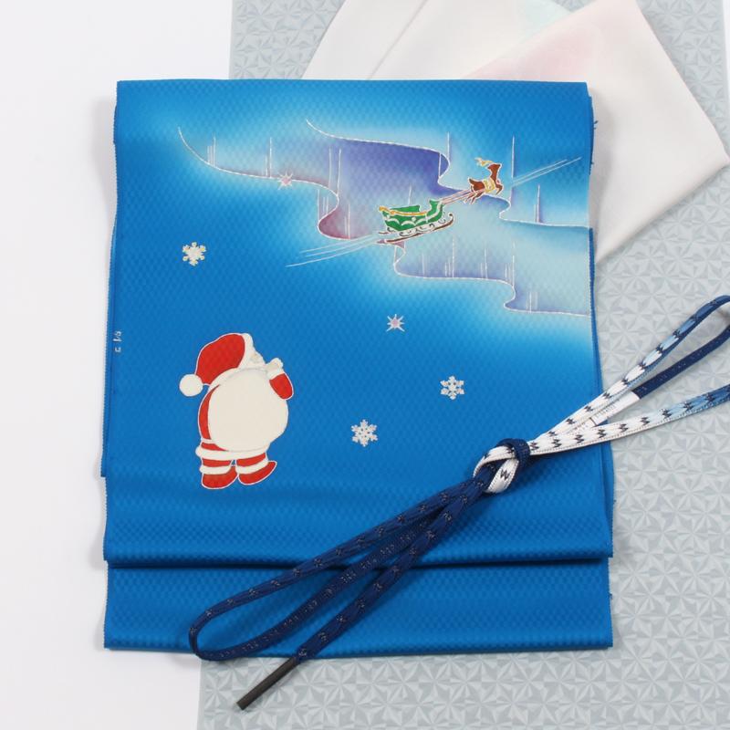 名古屋帯 九寸 手描き京友禅 染め帯 クリスマス サンタクロース 特選 