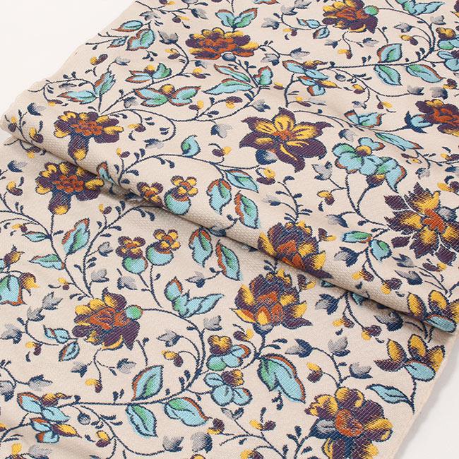 九寸名古屋帯　正絹　ベージュ地に横縞 Kisste 名古屋帯 正絹 新品 九寸名古屋帯 ピンクベージュ 駒塩瀬