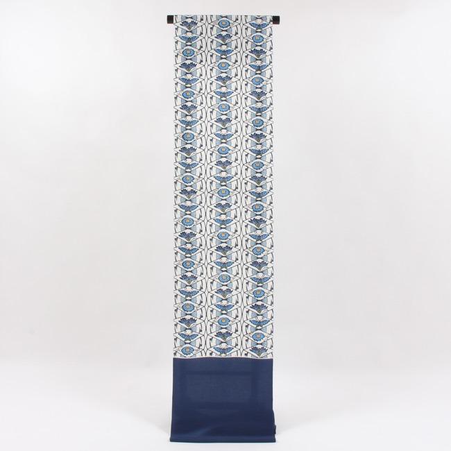 k*☆様 名古屋帯 紅型の美しい染め 九寸 正絹 AO-6399 Kisste 名古屋帯 正絹 新品 九寸名古屋帯 生成り 白 茶 赤紫 蔓