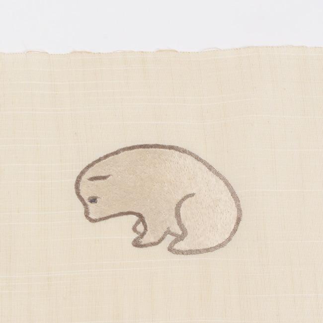 名古屋帯 正絹 結城紬 刺繍 神坂雪佳の狗児 いぬころ アタカス 名古屋帯 正絹 結城紬 刺繍 神坂雪佳の狗児 いぬころ アタカス