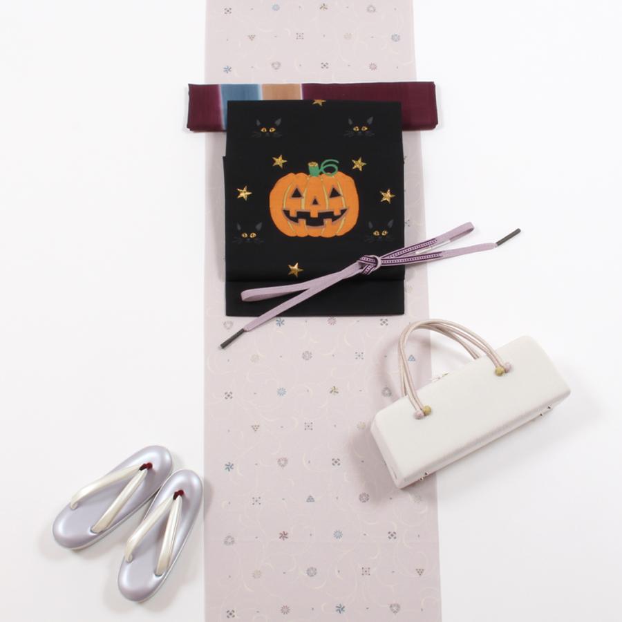 きもの 和 名古屋帯 正絹 黒地 西陣織 ハロウィン ジャックオー