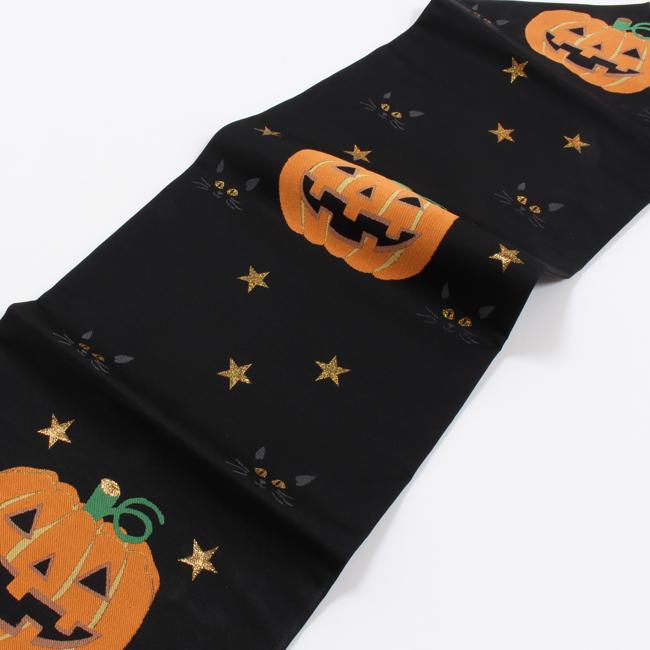 新品未仕立 九寸名古屋帯 ハロウィン ジャックオランタン 黒地 仕立込 新品未仕立 九寸名古屋帯 ハロウィン ジャックオランタン 黒地