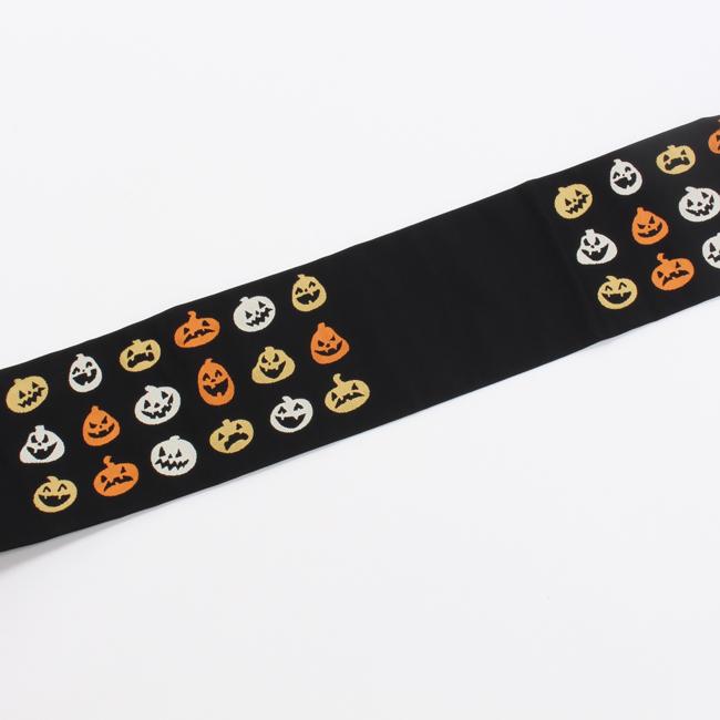 逸品　西陣織九寸名古屋帯　ハロウィン　かぼちゃ コウモリ【綿芯仕立付】黒 Amazon.co.jp: 西陣織九寸名古屋帯 ハロウィン かぼちゃ