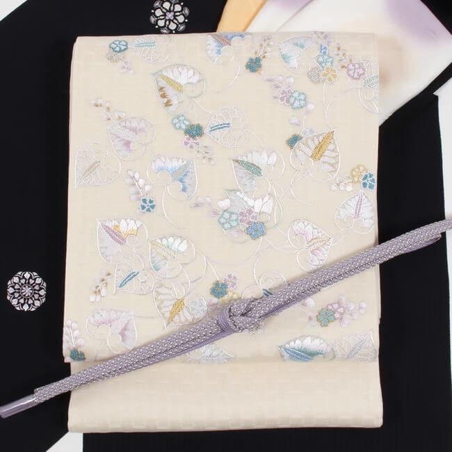 袋帯　蘇州刺繍 特選刺繍創作 相良刺繍 葵文/生成り地 手刺繍 お洒落帯 超軽量帯 :ob1912012:きもの 和 - 通販 -  Yahoo!ショッピング