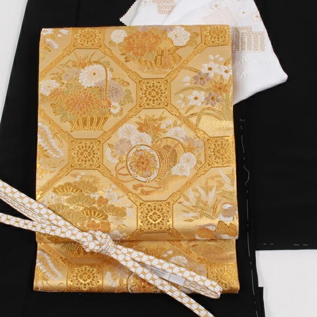 袋帯 梅垣織物 西陣織 正絹 フォーマル 春秋格天井文 金 礼装用  