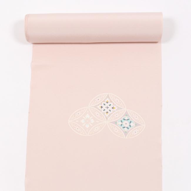 付け下げ 付下げ 着尺 京友禅 正絹 ピンク 薄桜 七宝更紗文 手加工