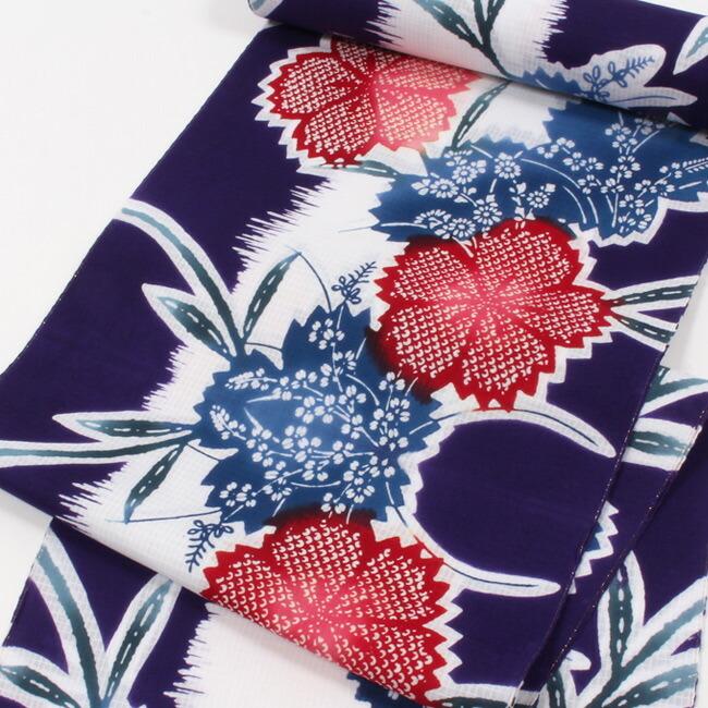 浴衣 注染/東京本染め 綿紅梅 注染撫子文真紅色 レディース浴衣 未