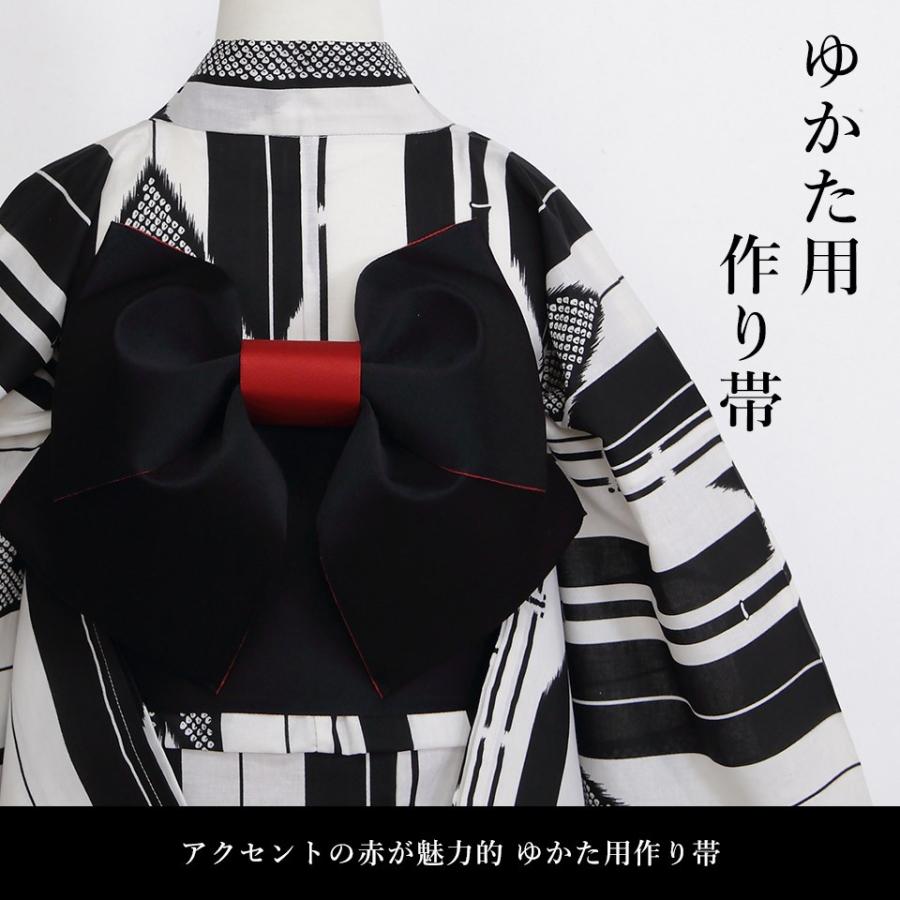 作り帯 浴衣用 かっこいい リボン型 レディース 日本製 浴衣帯 無地 簡単着付け 結び帯 赤 黒 激安通販販売 日本製