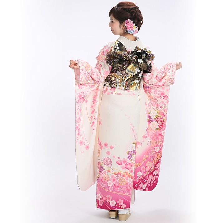 振袖レンタル19点フルセット【Lサイズ/白ピンク/花飾り】足袋 振袖レンタル19点フルセット【Lサイズ/白ピンク/花飾り】足袋