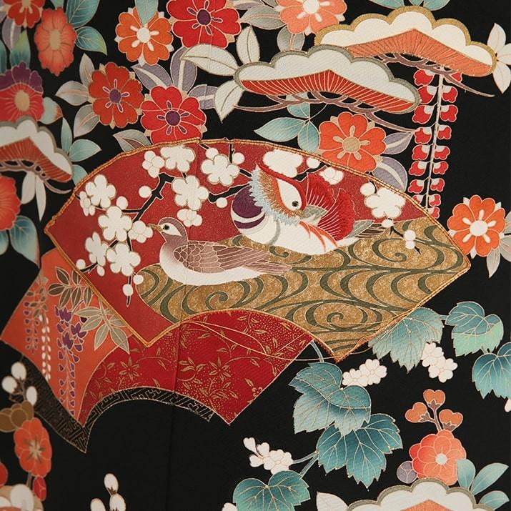 黒留袖レンタル18点フルセット 【扇面に梅拍】足袋プレゼント 黒