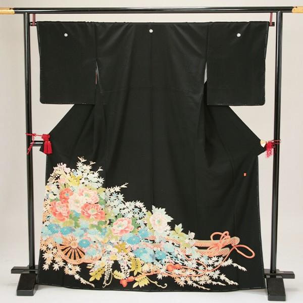 黒留袖レンタル18点フルセット 【花車に紅葉】足袋プレゼント 黒留袖 