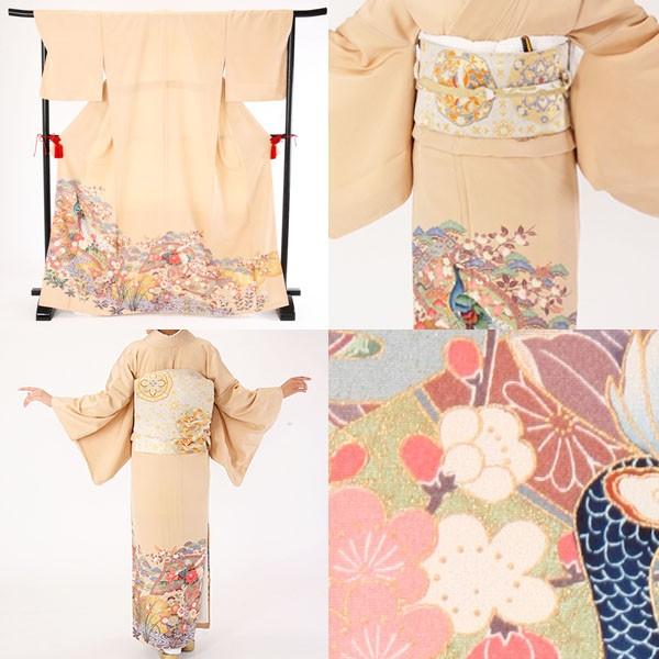 金彩 薔薇 孔雀 花模様 色留袖 着物 015a p（100th KOGIRE-KAI Auction  