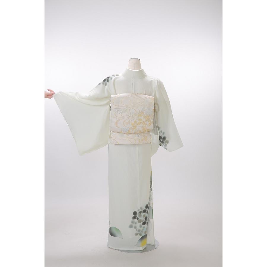 夏物】訪問着レンタル17点フルセット【絽/クリーム色 紫陽花 夏物】訪問着レンタル17点フルセット【絽/クリーム色 紫陽花