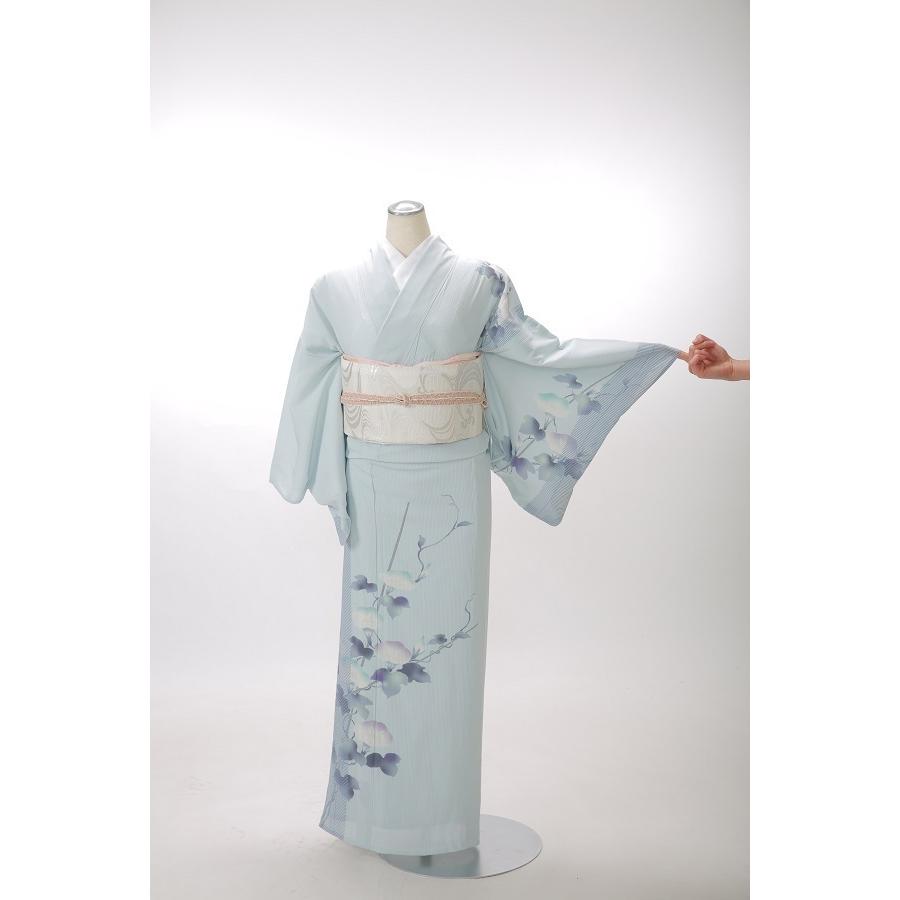 夏物】訪問着レンタル17点フルセット【絽/水色 朝顔】足袋 夏物】訪問着レンタル17点フルセット【絽/水色 朝顔】足袋