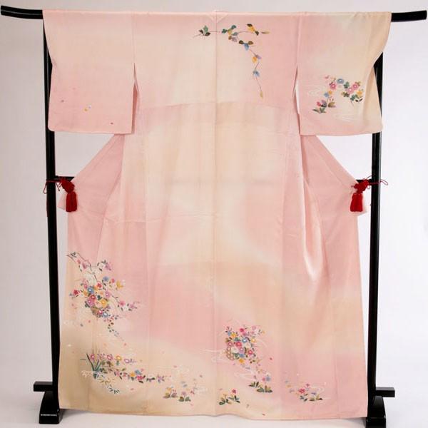 訪問着レンタル18点フルセット【ピンク/小花】足袋プレゼント 着物