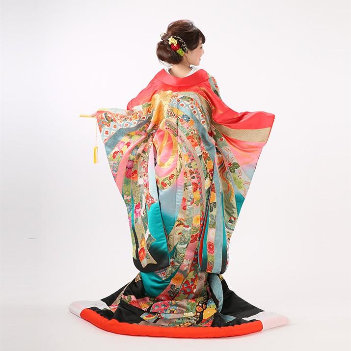 色打掛　花嫁衣装　婚礼衣装　相良刺繍38 色打掛レンタル17点フルセット【相良刺繍/熨斗目】 足袋プレゼント
