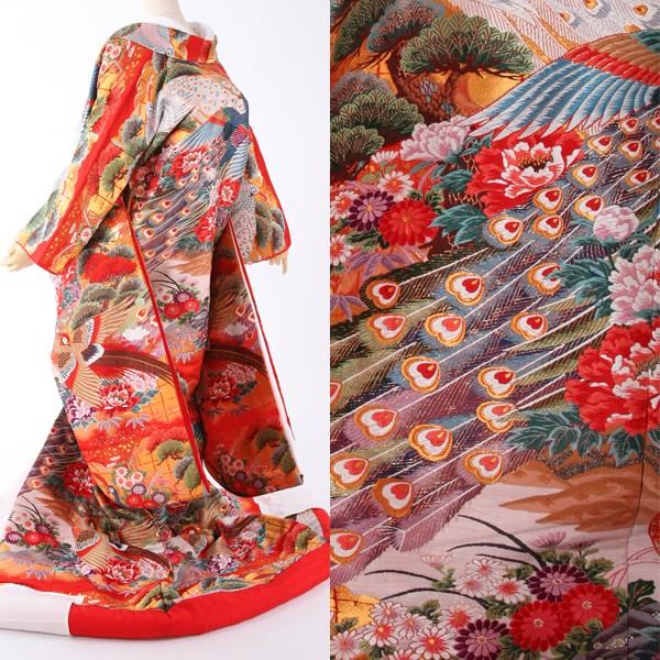 色打掛レンタル17点フルセット【四季花孔雀】 足袋プレゼント 結婚式 